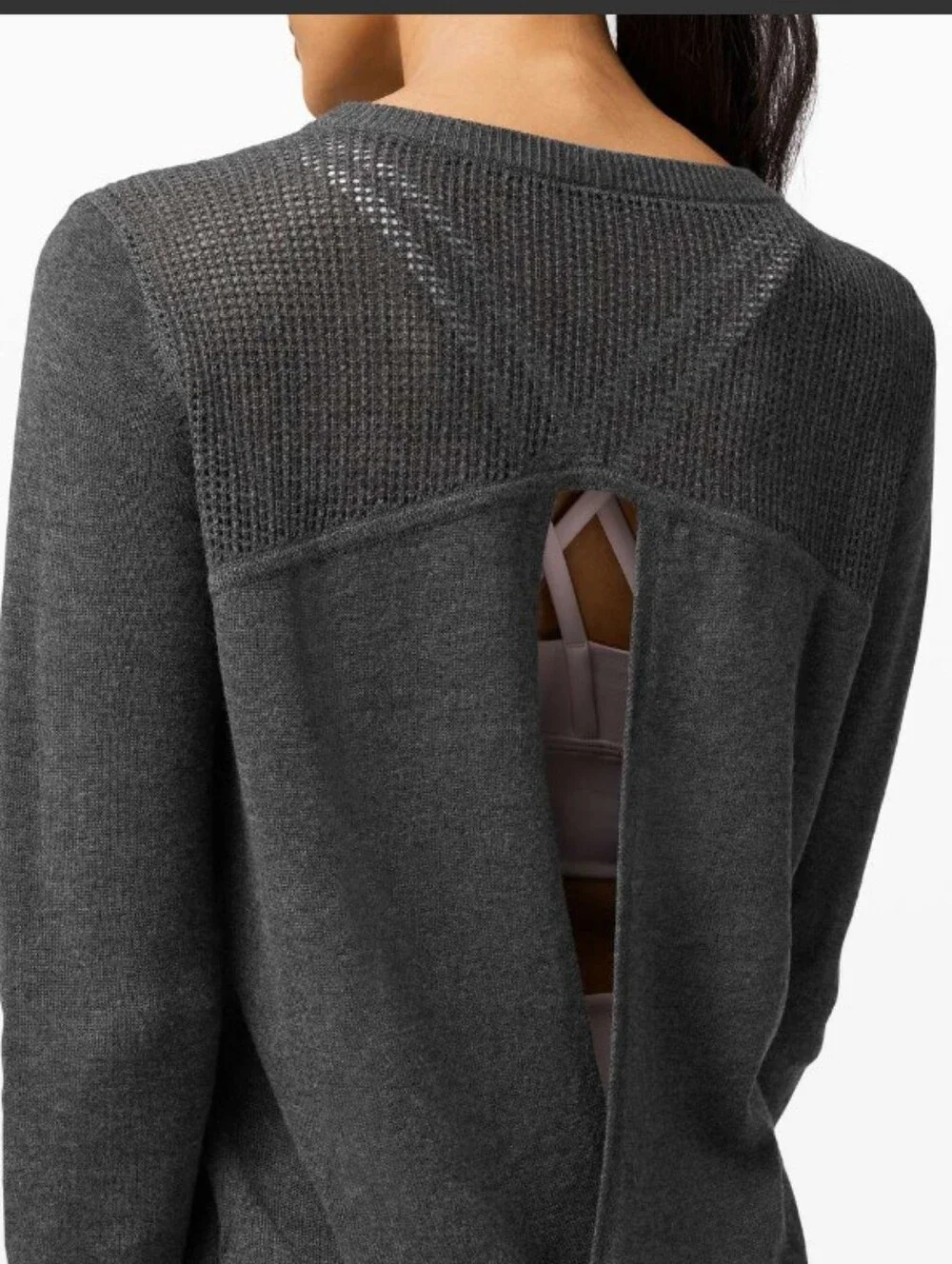 Lululemon Back To Balance Gray Knit Long-Sleeve Sweater